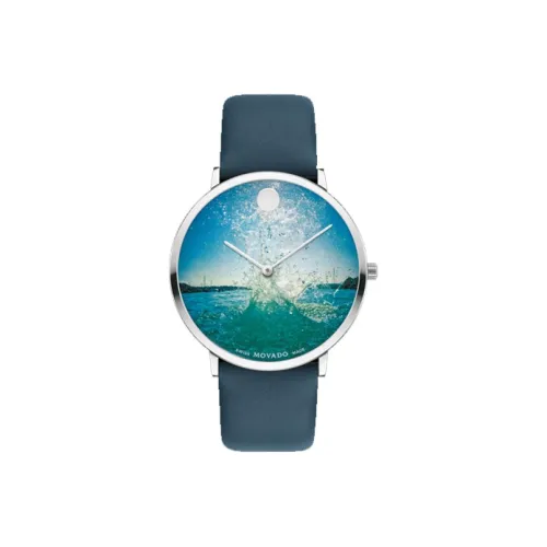 MOVADO ALEXI Artist Collection Кварцевый механизм Унисекс Часы 40 мм Синий циферблат Корпус из нержавеющей стали Кожаный ремешок