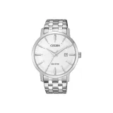 Серебряный ремешок, белый циферблат