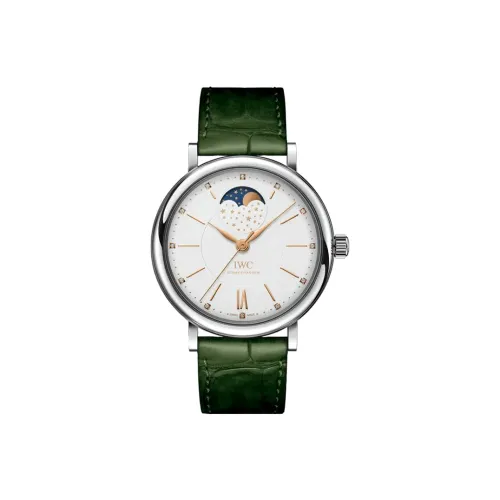 IWC Portofino Коллекция Автоматический Механический Механизм Унисекс Часы 37 мм Зеленый Циферблат Натуральная Кожа Ремешок