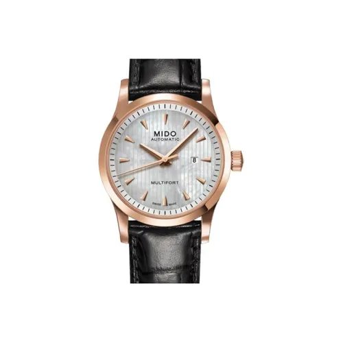 Mido Helm Автоматический Механический Механизм Женские Часы 31 мм Серый Циферблат PVD Покрытие Корпус Часов Коровья Кожа Ремешок