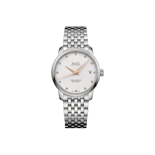 Mido Baroncelli Автоматический Механический Механизм Женские Часы 34 мм Белый Циферблат Ремешок из Нержавеющей Стали