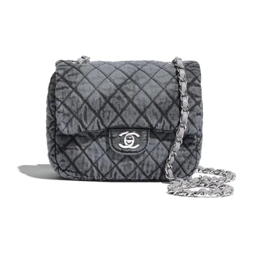 CHANEL Деним Сумка через плечо Средняя Женская Серый Черный