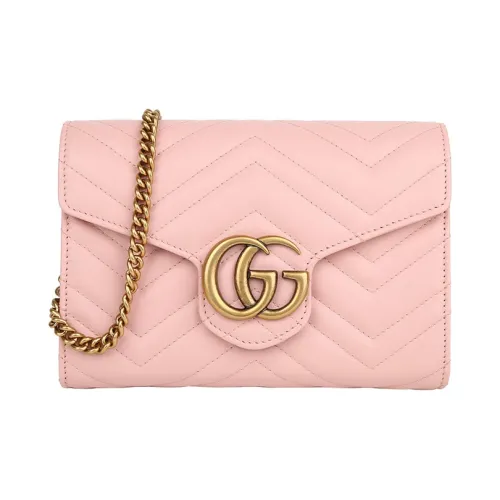 GUCCI GG Marmont Quilted Кожа Конверт Сумка через плечо Мини Женская Розовая Конфетная