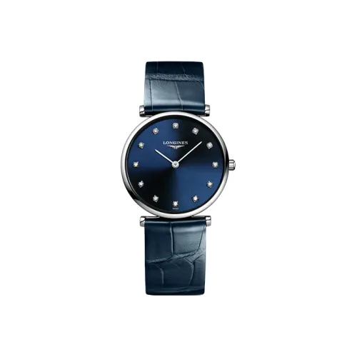 LONGINES Jialan Collection Кварцевый механизм Женские часы 29 мм Синий циферблат Стальной корпус Часы Кожаный ремешок
