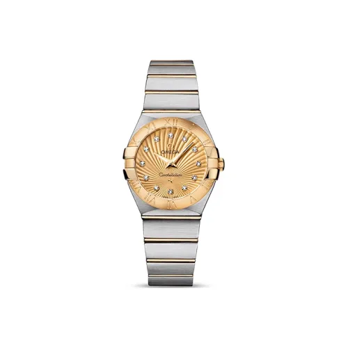 OMEGA Quartz Movement Женские часы 27 мм Желтые