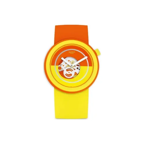 SWATCH POP Series Кварцевый механизм Унисекс Часы 45 мм Красный циферблат Часы Пластиковый корпус Часы Пластиковый ремешок PNO100