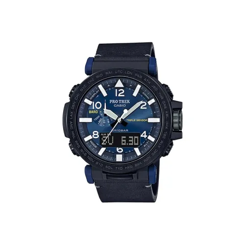 CASIO PRO TREK Collection PRG Коллекция Кварцевый механизм Кожаный ремешок Часы Мужские Синий циферблат