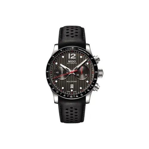 Mido Helm Автоматический Механический Часы Мужские 44 мм Серый Циферблат Корпус из Нержавеющей Стали Кожаный Ремешок