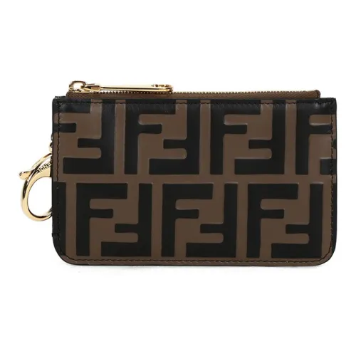 FENDI Коровья кожа Монетница Женская Коричневый Черный