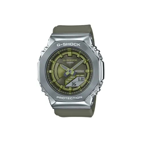 CASIO Full Metal Series Кварцевый механизм Смольный ремешок Часы Женские Зеленый циферблат