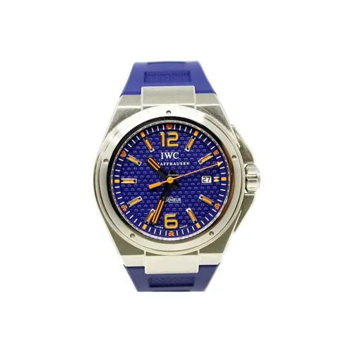 IWC Автоматический Механический Часы Мужские 46 мм Синий Циферблат Корпус из Нержавеющей Стали Резиновый Ремешок