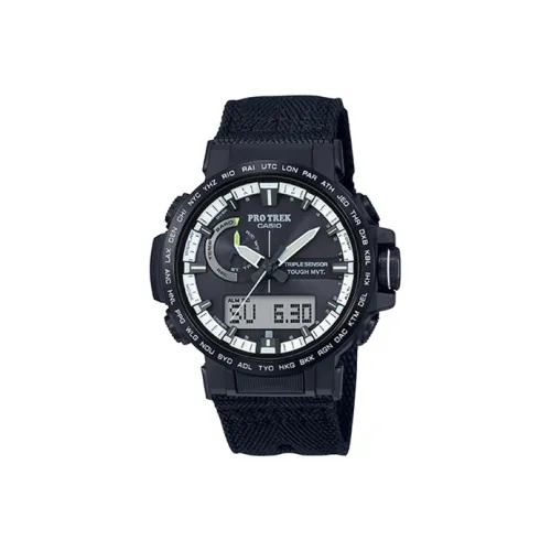 Часы Casio PRO TREK Collection с двойным дисплеем кварцевый механизм тканевый ремешок мужские часы черный циферблат