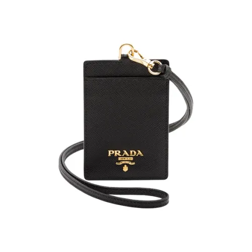 PRADA Кожа ID Значок HOLDER Женский Черный