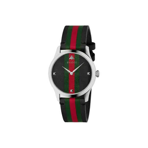 GUCCI G Timeless Collection Кварцевые часы Кожаный ремешок Черный циферблат Унисекс