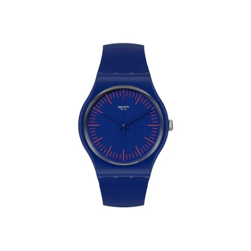 Swatch Quartz Механизм Унисекс Часы 41 мм Синий Циферблат Пластиковый Корпус Часы Силиконовый Ремешок