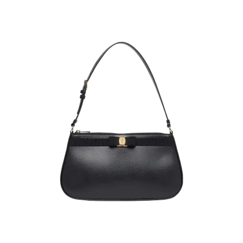 FERRAGAMO Vara Телячья кожа Плечевая сумка Сумка Женская Черная