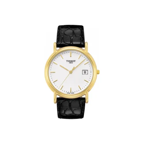 TISSOT Fashion Collection Кварцевый механизм Женские часы 34 мм Белый циферблат PVD покрытие Корпус часов Кожаный ремешок