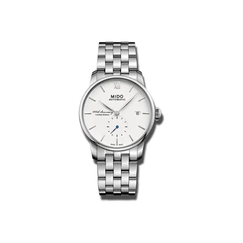 Mido Baroncelli Механический механизм Мужские часы Часы 38 мм Белый циферблат Корпус из нержавеющей стали Ремешок из нержавеющей стали