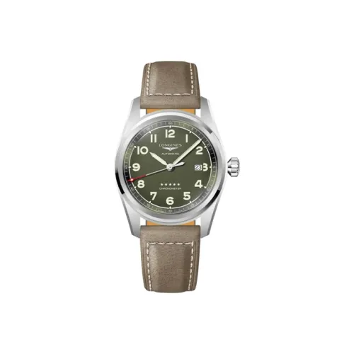 LONGINES Spirit Collection Автоматический Механический Механизм Мужские Часы 42 мм Зеленый Циферблат Корпус из Нержавеющей Стали Кожаный Ремешок