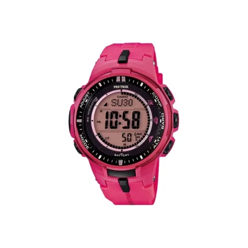 CASIO PRO TREK Collection Кварцевый механизм Смольный ремешок Часы Мужские Розовый циферблат часов