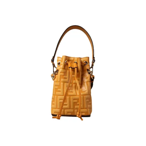 FENDI Mon Tresor Телячья кожа Ведрообразная сумка Сумка через плечо Сумка мини Женская Оранжевая Желтая
