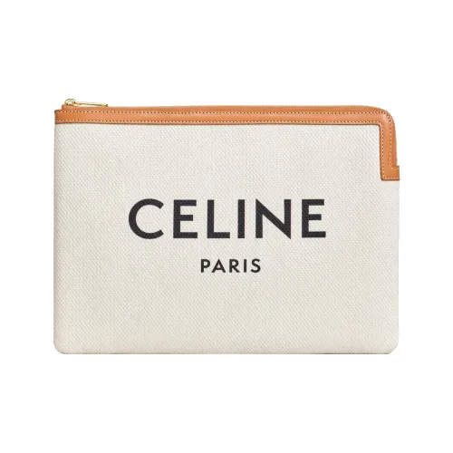 CELINE Телячья кожа с хлопком клатч маленький женский белый