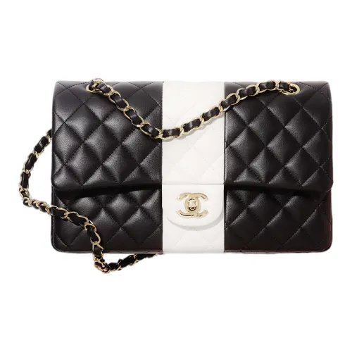 CHANEL Classic Flap CF Twill Мягкий Шерстяной Клапан Сумка через плечо Женская Черно-белая