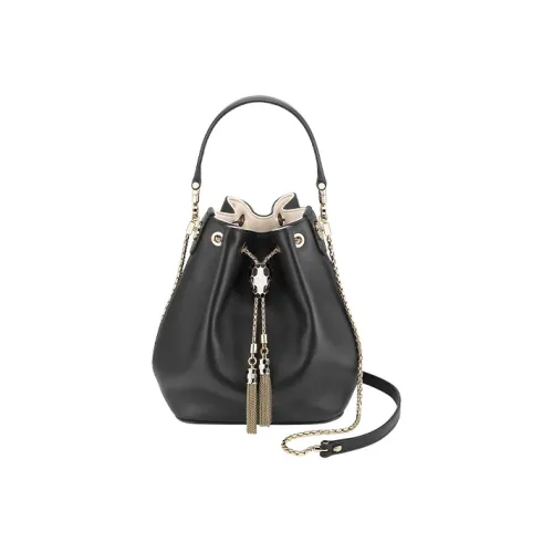 BVLGARI Телячья кожа Ведрообразная сумка Женская Черная