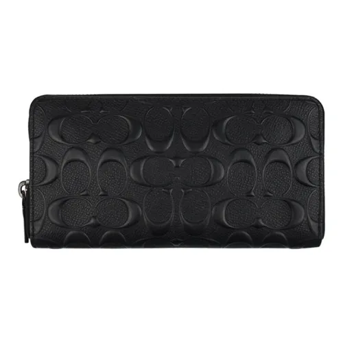 COACH Аккордеонный кошелек Крестовая текстура Кожа Кошелек Мужской Черный