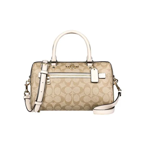 COACH Rowan ПВХ Бостон Сумка через плечо Сумка Сумка через плечо Сумка через плечо Большая Женская Светлый хаки