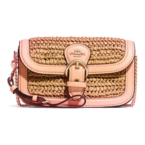 COACH Kleo Солома Ротанг Сумка через плечо Маленькая Женская Розовая
