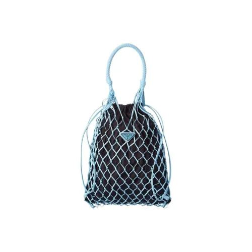 PRADA Triangle Leather Mesh Bag Women's Black Blue PRADA Треугольник Кожа Сетка Сумка Женская Черный Синий