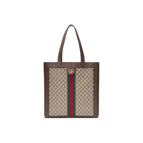 GUCCI Canvas с кожаными вставками комбинированная сумка тоут сумка для покупок сумка на плечо сумка большого размера унисекс цвет эбеново-коричневый