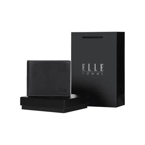 ELLE HOMME Кошелек из натуральной коровьей кожи застежка-булавка стандартный кошелек мужской черный