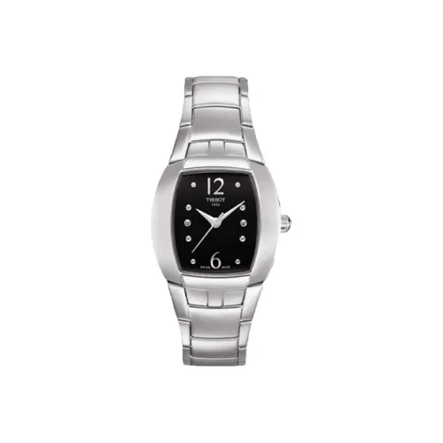 Tissot Quartz Механизм Женские часы Циферблат 34,82 мм Черный корпус из нержавеющей стали