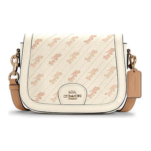 COACH Кожа Седло Сумка Сумка через плечо Маленькая Женская Бежевая