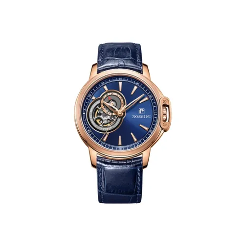 ROSSINI Medallion Collection Автоматический Механический Механизм Часы из Натуральной Кожи Ремешок Мужские Часы