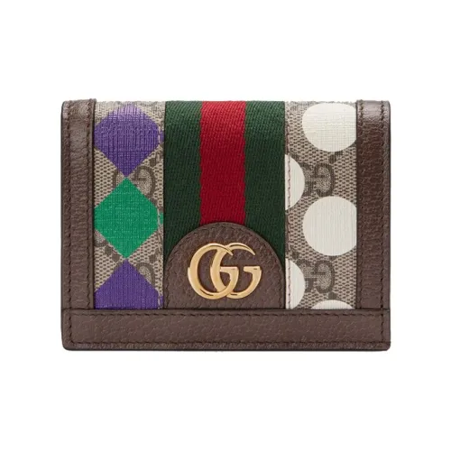 GUCCI Ophidia Холст и Кожа Кошелек Держатель для Карт Унисекс Коричневый