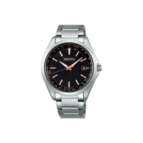 SEIKO Кварцевый механизм Титан Ремешок Часы Мужские Черный циферблат