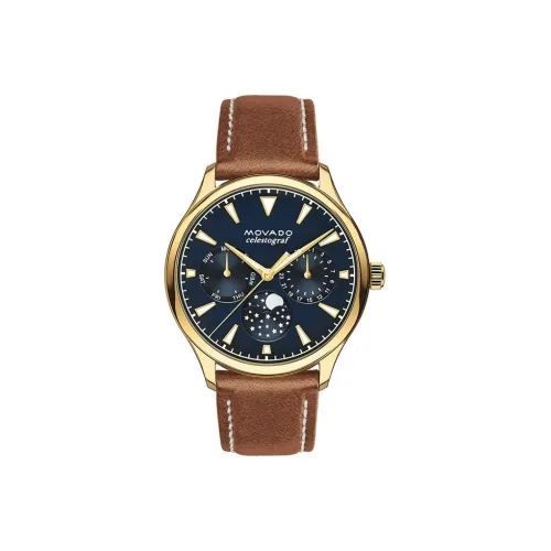 MOVADO Heritage Collection Кварцевый механизм Женские часы 36 мм Синий циферблат Корпус из нержавеющей стали Кожаный ремешок