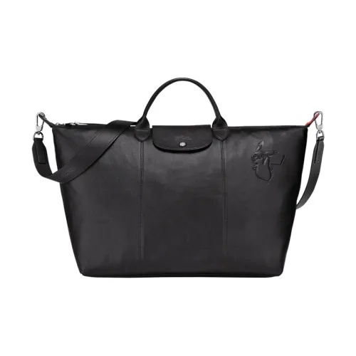 LONGCHAMP Le Pliage Cuir Овчина Сумка через плечо Сумка Большая Унисекс Черная