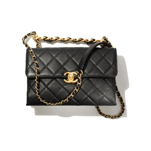 CHANEL 22SS Корова Кожа Флип Сумка Одно Плечо Ручная Сумка Сумка через плечо Маленькая Женская Черная