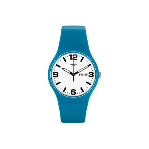 Swatch Quartz Механизм Унисекс Часы 41 мм Белый Циферблат Силиконовый Ремешок