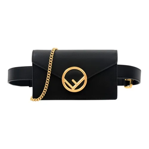 FENDI Kan I Текстурированная кожа коровьей кожи сумка через плечо бананка женская черная