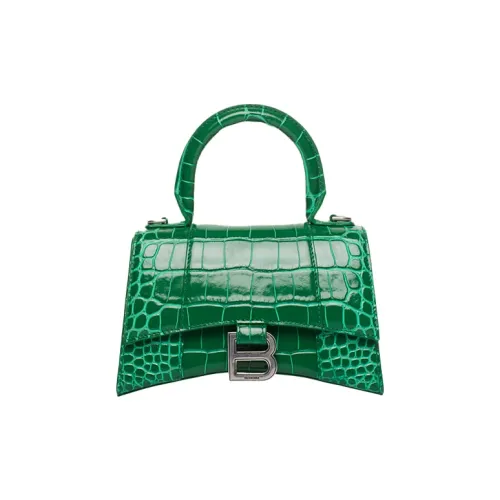 Balenciaga HOURGLASS Крокодил Тисненый Телячья кожа Сумка Сумка через плечо Сумка через плечо Экстра Маленькая Женская Зеленая