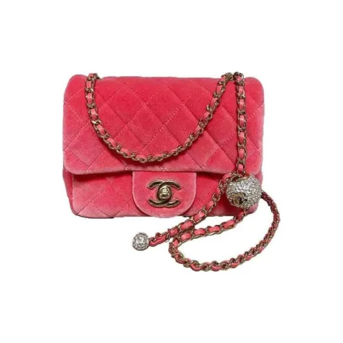 CHANEL Classic Flap CF Велюр Сумка через плечо Женская Кораллово-розовая