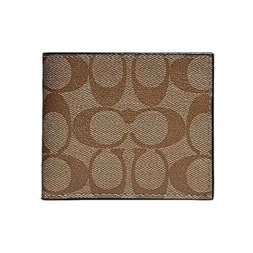 COACH Billfold Wallet из кожи с PVC холст кошелек мужской хаки