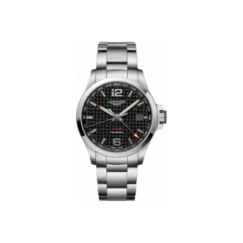 LONGINES Comcast Collection Кварцевый механизм Мужские часы 43 мм Черный циферблат Корпус из нержавеющей стали Ремешок из нержавеющей стали