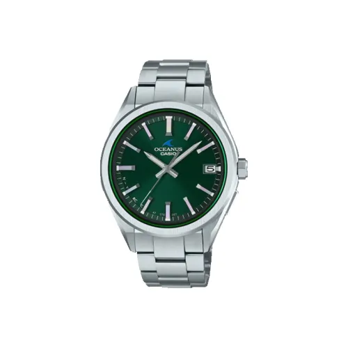 CASIO OCEANUS Коллекция Кварцевый механизм Нержавеющая сталь Ремешок Часы Мужские Зеленый циферблат