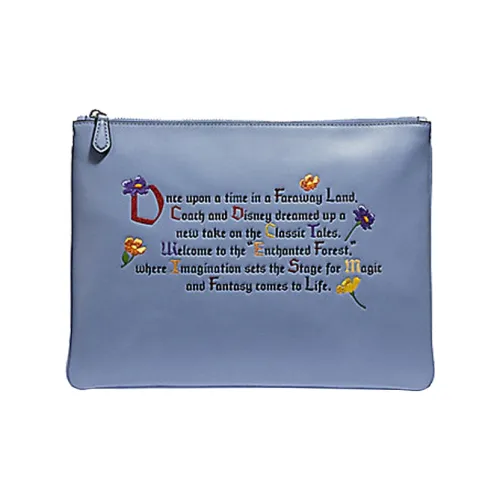 COACH X Disney Коллаборация Wristlet Телячья кожа Монетница Клатч Большой Женский Синий